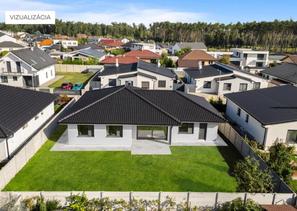 Rezervovaný | Moderný 4-izbový bungalov s krbom, saunou a štýlovým interiérom – Malacky, Píniová alej