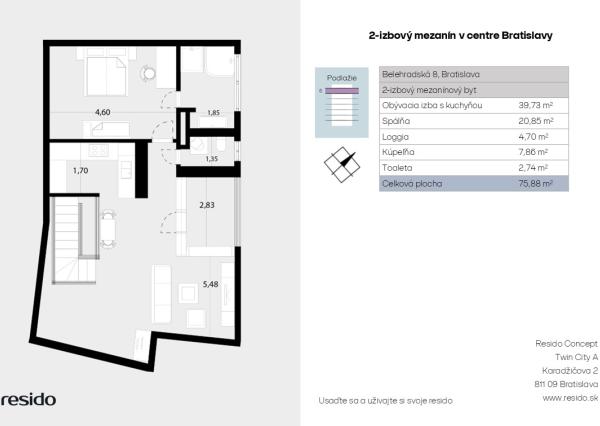 Veľkorysý 2 izbový mezanín vo vyhľadávanej lokalite v blízkosti OC Central