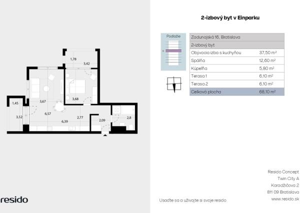 REZERVOVANE - Estetický 2-izbový byt v novostavbe EINPARK s 2 balkónmi a kompletným zariadením