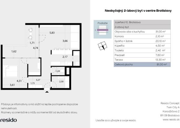Exkluzívny 2-izbový byt v rezidencii Weinhauer na Jozefskej ulici