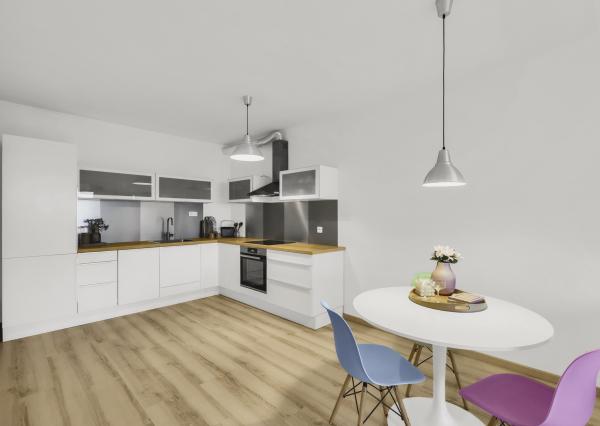 Rezervovaný - Priestranný 2 izbový byt v novostavbe Ship House v Ružinove s balkónom, garážovým státím a kompletným zariadením