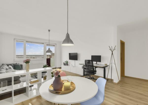 Rezervovaný - Priestranný 2 izbový byt v novostavbe Ship House v Ružinove s balkónom, garážovým státím a kompletným zariadením