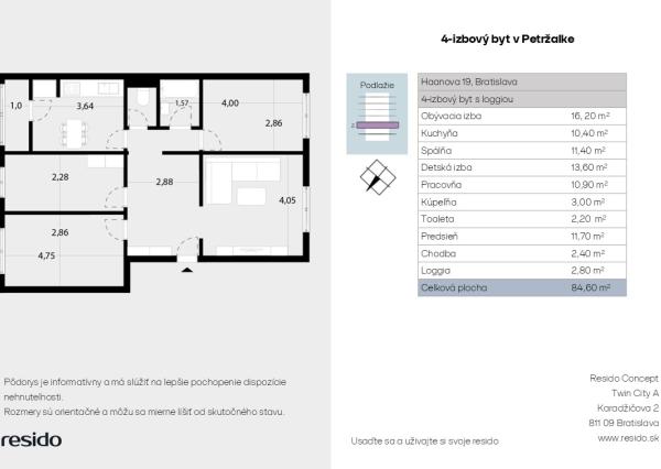 Praktický 4- izbový byt s lodžiou a dvomi pivnicami na predaj na ulici Haanova v Petržalke